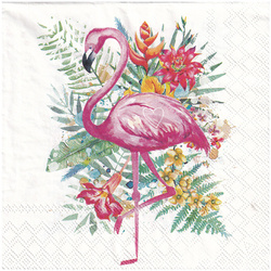 SERVIETTEN 1 Stück Motivservietten Decoupage Napkin 33x33cm, Tropical Flamingo