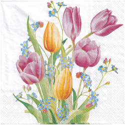 SERVIETTEN 1 Stück Motivservietten Decoupage Napkin 33x33cm, Tulips bouquet Tulpen