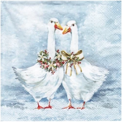 SERVIETTEN 1 Stück Motivservietten Decoupage Napkin 33x33cm, Two Goose Friends