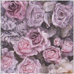 SERVIETTEN 1 Stück Motivservietten Decoupage Napkin 33x33cm, Winter Roses