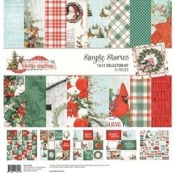 SIMPLE STORY 12 Blatt 30x30cm doppelseitig Scrapbooking Papier + Aufkleber, Country Christmas