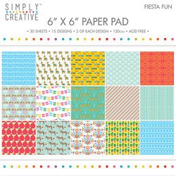 SIMPLY CREATIVE Set 30 Blatt 15x15cm Scrapbooking Craft Papier 120g, Fiesta Fun