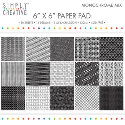SIMPLY CREATIVE Set 30 Blatt 15x15cm Scrapbooking Craft Papier 120g, Monochrome Mix