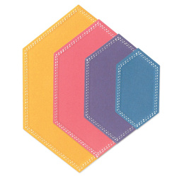 SIZZIX Stanzform Präge Stanzschablone Cutting Die Framelits, Stitched Hexagons