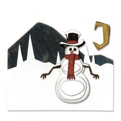 SIZZIX Stanzform Präge Stanzschablone Cutting Die, Snowman Scene 662422