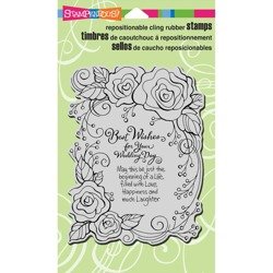 STAMPENDOUS Gummistempel Motivstempel - Rose Wedding Rahmen mit Grüßen