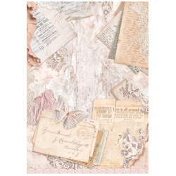 STAMPERIA A4 Reispapier Decoupage Bastelpapier, Romance Forever Schreiben