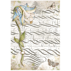 STAMPERIA A4 Reispapier Decoupage Bastelpapier, Romantischer Garten, blau Blume