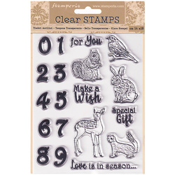 STAMPERIA Clear Stamps Stempeln Set Motivstempel,  Cozy Winter Sweet Zahlen Tiere