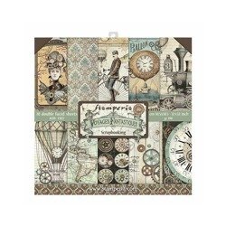 STAMPERIA Set 10Blatt 30,5x30,5cm doppelseitig Scrapbooking Papier 170g, Voyages fantastiques