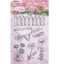 STUDIO LIGHT - Transparent Stempel- English Garden, Schubkarre, Mohn