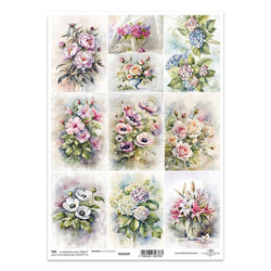 Scrapbooking Tag Set 0329 Blumen Sträuße Rosen Pfingstrosen