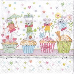 Serviette 33x33cm - Madeleine Maus Cupcakes