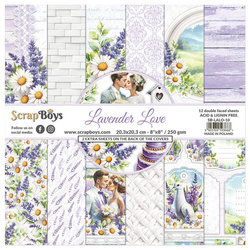 Set 12 Blatt 20x20 doppelseitig Scrapbooking Papier Set - SCRAPBOYS - Lavender Love