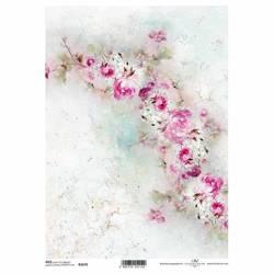 Shabby Chic Decoupage Reispapier, Hintergrund, Aquarell, Pastell Rosen ITD-R1674 - A4 