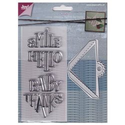Stanzform Präge Stanzschablone Cutting Die + Stempel - Joy Crafts - 6004/0007 - Lächeln Baby Hallo Danke Ecke