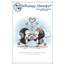 Stempel - Whimsy Stamps - Küssende Pinguine / Pinguin Braut und Bräutigam