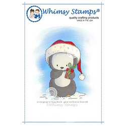 Stempel - Whimsy Stamps - Weihnachtspinguin / Pinguin mit Geschenk