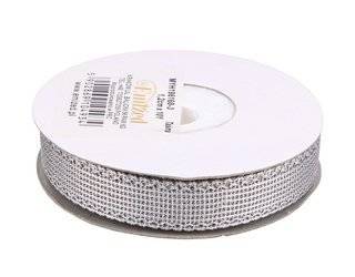 Stoffband mit Glitter silber 12mm x 9m