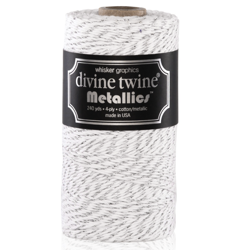 Sznurek Metallic Silver Divine Twine - 1m  - Whisker Graphics - biało-szary