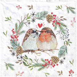 VINTAGE SERVIETTEN 1 Stück Motivservietten Decoupage Napkin 33x33cm, Sparrow and Robin