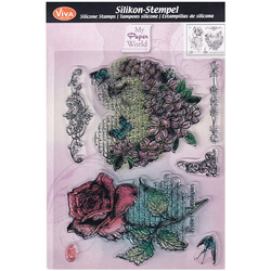 VIVA DECOR Transparent Stempeln Set Motivstempel Clear Stamps, Blumern Herz