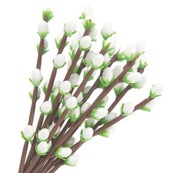 WEIDENKÄTZCHEN Weidenkätzchenzweige mit Blättern Kunstblumen 17 cm - 12 Stück