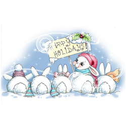 WHIMSY STAMPS - Gummistempel Motivstempel - Christmas Bunny Row - Weihnachtshasen Winter