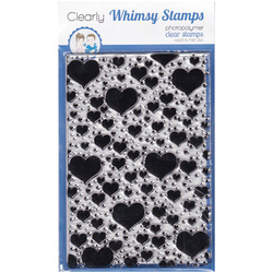 WHIMSY STAMPS Transparent Stempel Motivstempel Clear Stamp - Hearts Background - Hintergrund Herzen