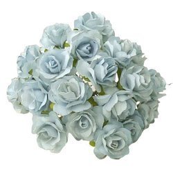 WILDROSEN 30mm 50Stk Scrapbooking Maulbeerpapier Blumen Flower, blassblau