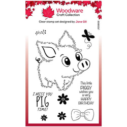 WOODWARE Transparent Stempeln Set Motivstempel Clear Stamps - Fuzzie friends Pablo the pig