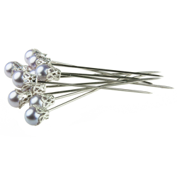 Ziernadeln fliederfarbene Perlen - 10St