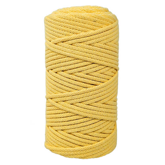 100m Baumwollkordel 5mm Seil aus Baumwolle mit Polyester Kern/Deko Schnur - blassgelb