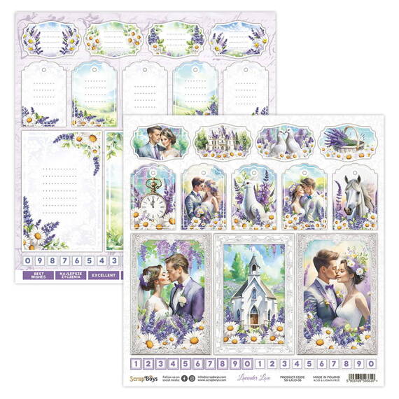 30x30cm doppelseitig Scrapbooking Papier - SCRAPBOYS - Lavender Love 06