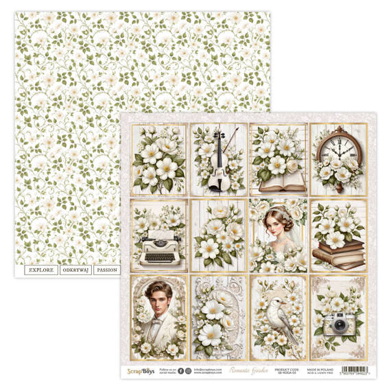 30x30cm doppelseitig Scrapbooking Papier - SCRAPBOYS - Romantic Garden 05