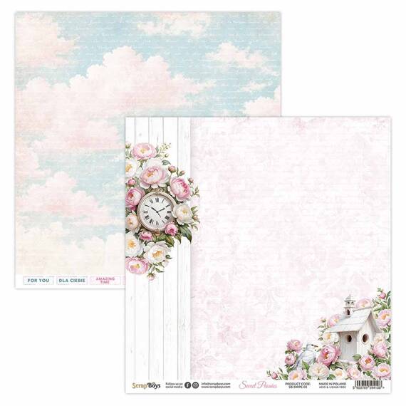 30x30cm doppelseitig Scrapbooking Papier - SCRAPBOYS - Sweet Peonies 01