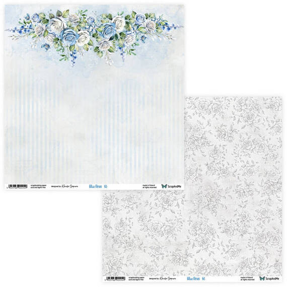 30x30cm doppelseitig Scrapbooking Papier - ScrapAndMe - Blue Roses 05/06