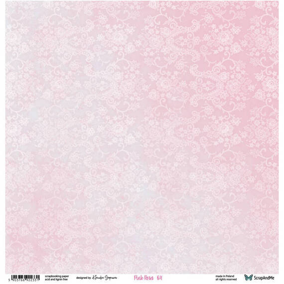 30x30cm doppelseitig Scrapbooking Papier - ScrapAndMe - Pink Roses 03/04