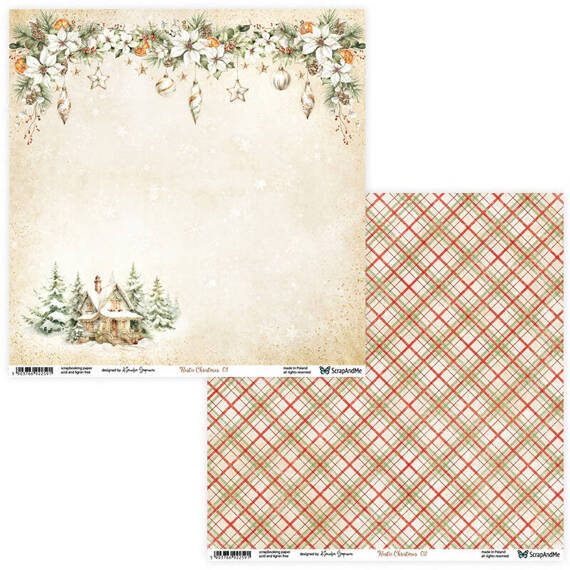 30x30cm doppelseitig Scrapbooking Papier - ScrapAndMe - Rustic Christmas 01/02