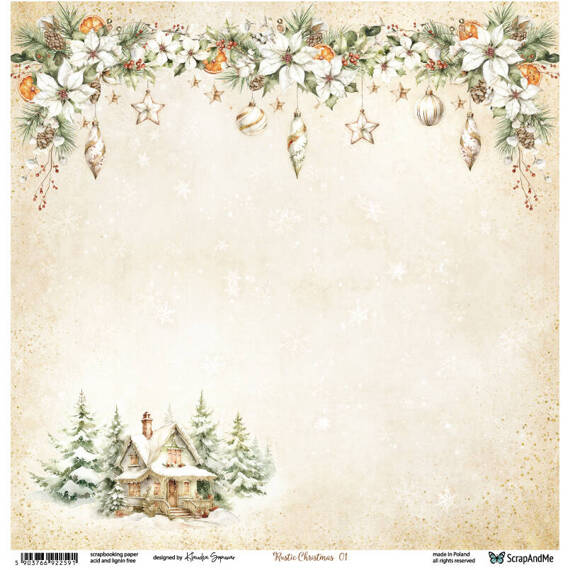 30x30cm doppelseitig Scrapbooking Papier - ScrapAndMe - Rustic Christmas 01/02