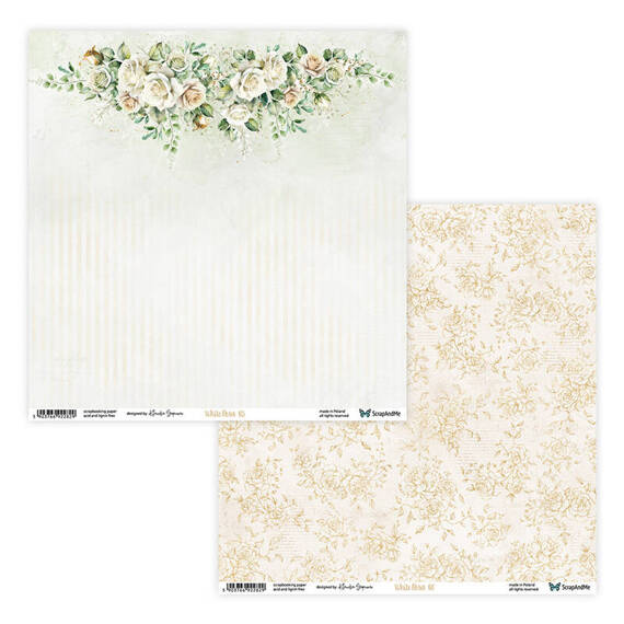 30x30cm doppelseitig Scrapbooking Papier - ScrapAndMe - White Roses 05/06