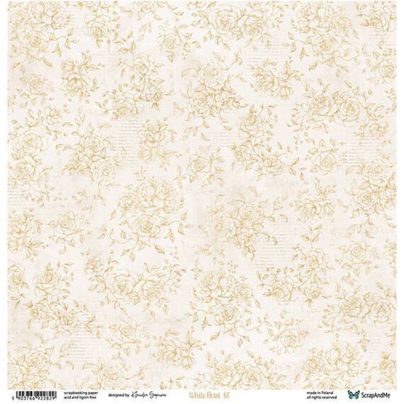 30x30cm doppelseitig Scrapbooking Papier - ScrapAndMe - White Roses 05/06