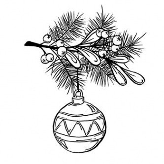 AGATERIA - Transparent Stempel Motivstempel Clear Stamp - Branch with Christmas bauble, Zweig mit Weihnachtskugel