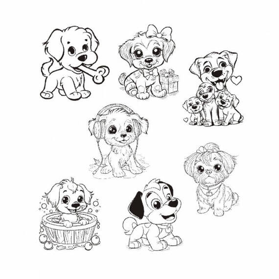 AGATERIA - Transparent Stempel Motivstempel Clear Stamp, Hundeset