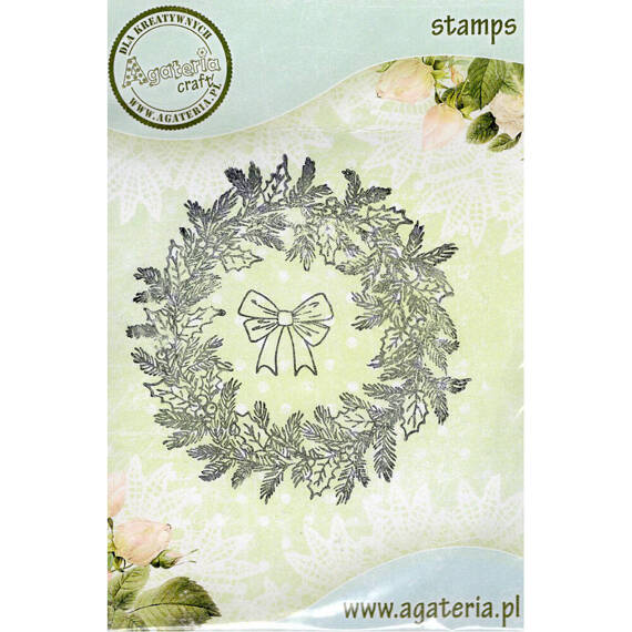 AGATERIA - Transparent Stempel Motivstempel Clear Stamp -holly garland - Stechpalmengirlande