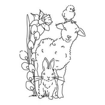 AGATERIA - Transparent Stempel Motivstempel -  Lamb, Rabbit, Chicken,   Lamm, Kaninchen, Huhn