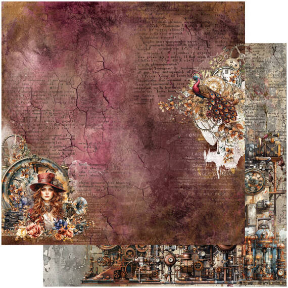 ALCHEMY OF ART 24Blatt 15x15cm doppelseitig Scrapbooking Papier, Steampunk Time