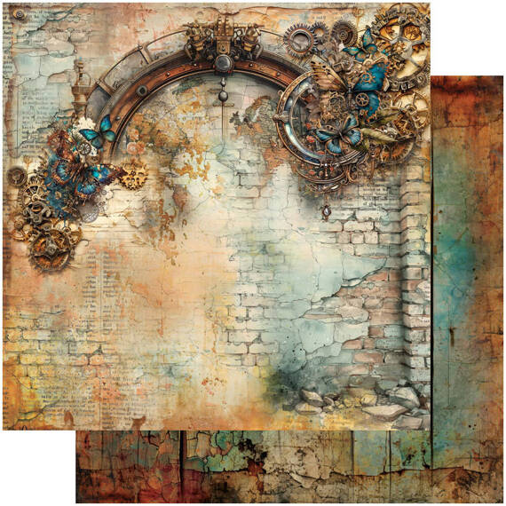 ALCHEMY OF ART 24Blatt 15x15cm doppelseitig Scrapbooking Papier, Steampunk Time