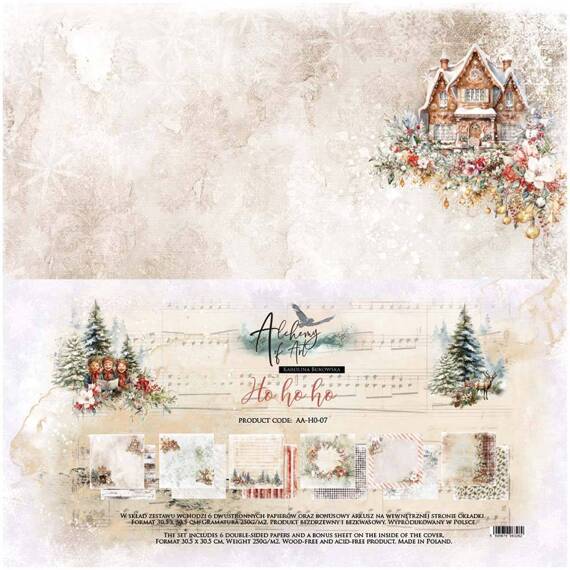 ALCHEMY OF ART 6Blatt 30x30cm doppelseitig Scrapbooking Papier, Ho Ho Ho