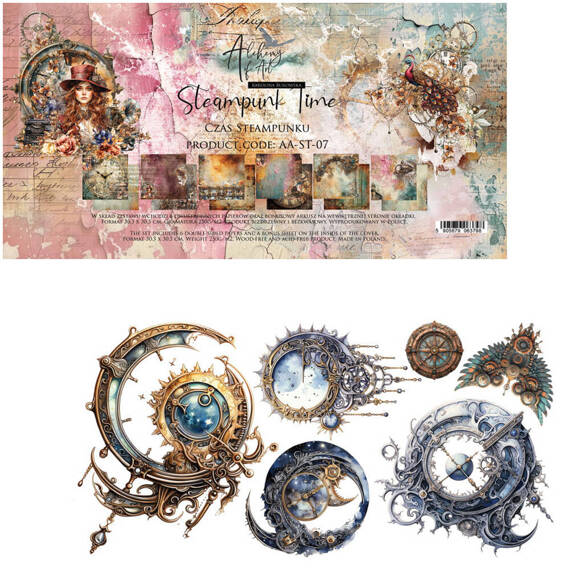 ALCHEMY OF ART 6Blatt 30x30cm doppelseitig Scrapbooking Papier, Steampunk Time